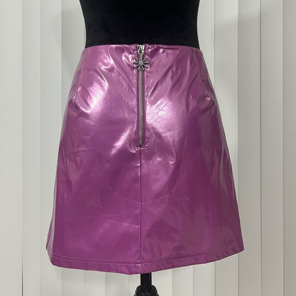 DELIAS Rainbow Magic Metallic PVC Mini Skirt Back Zip Purple Size Large - Picture 3 of 13